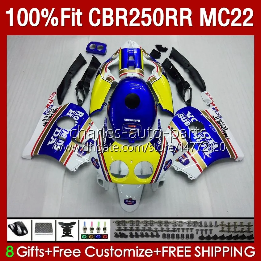 Injektionskörper für Honda CBR 250RR 250 RR CC CBR250RR 90 91 92 93 94 95 96 97 98 99 131 No.0 250cc MC22 CBR250 RR 1990 1991 1992 1996 1996 1997 1998 1999 Verkleidung Rothmans Blau