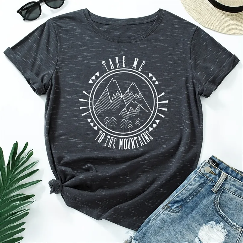 Frauen Kurzarm Baumwolle T-Shirts Graphic Tees Sommer T Tops für Weibliche T Kleidung Take Me To Kleidung 220514