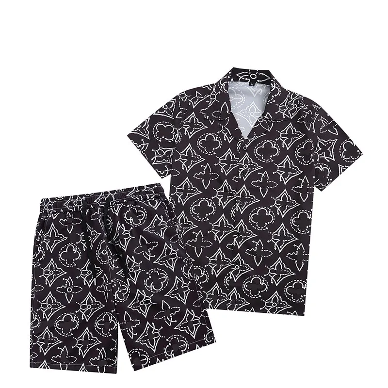 Tracksuit Summer Men Hawaiian Sets Drukowanie krótkiego rękawu Koszulka plażowa Shorts Dwa set Streetwear Casual Holiday Men's 2