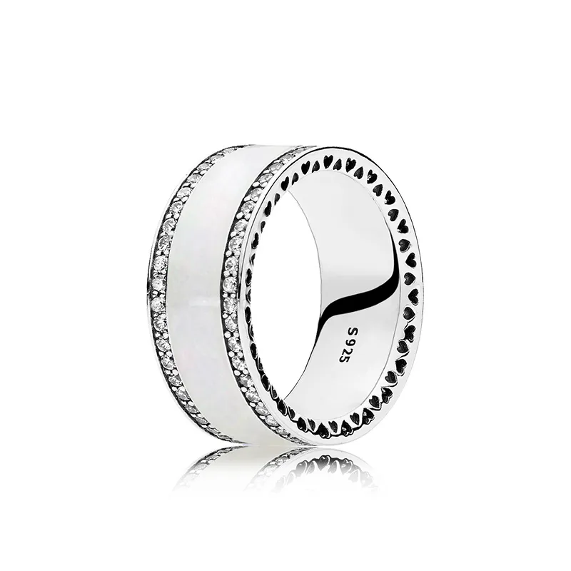 925 Sterling Silver Band Rings 18K Rose Gold Compated Women Wedding Love Hearts Designer Ring met originele doos voor Pandora Pink Stone Ring