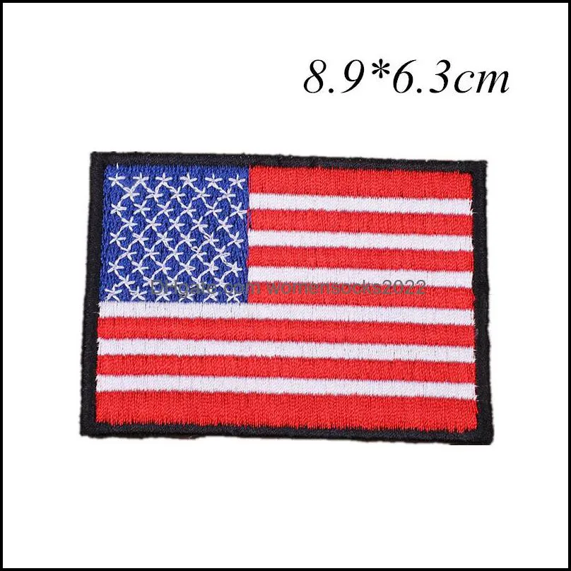 Sewing Notions 3.5X2.5 Inch Large Size American US Flag Embroidered Patches Iron on or Sew on Clothes Bags DIY Garment Applique