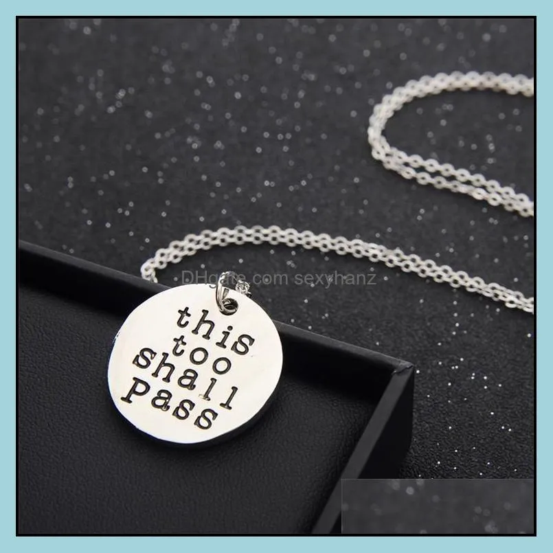 Fashion Simple Letters Stamped Round Pendant Necklace