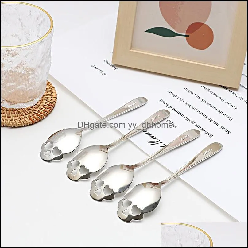 novelty coffee spoon creative stainless steel sugar skull tea spoon