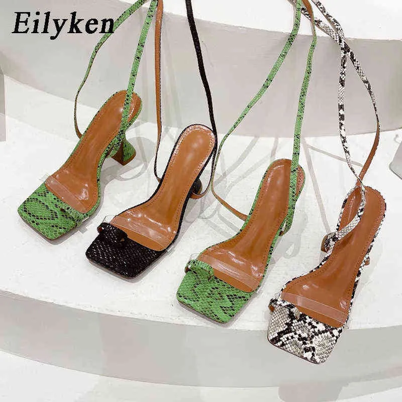 الصنادل eilyken تصميم الأزياء الصيف الجديدة pvc المرأة الشفافية غريب الأطريال الكعب السيدات المفتوحة تو الأحذية 220317