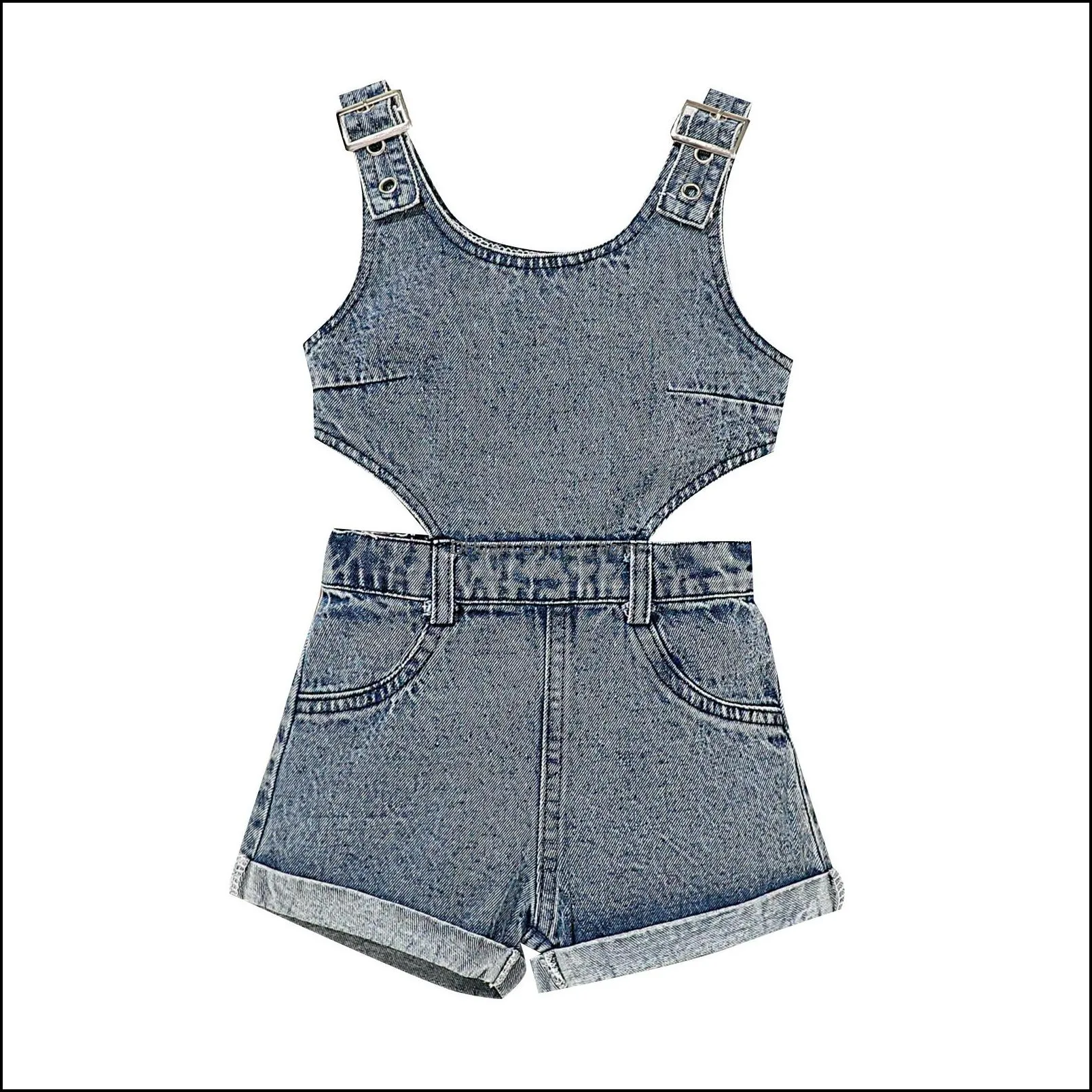 kids rompers girls denim romper children sleeveless jumpsuits summer fashion korean version baby clothes z6645