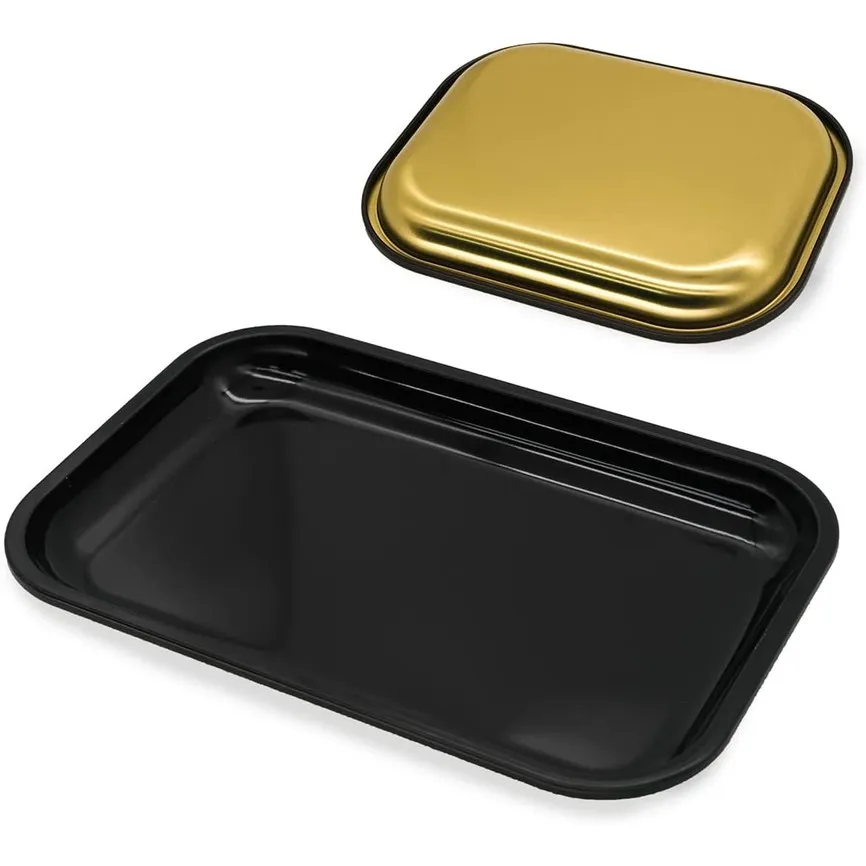 Tobacco Rolling Tray with Magnetic Lid Cover for Smoking Metallic Dry Herb Cigarette Operation Serving Roll Trays Storage Plate Useful Smoke Tool F0621x07