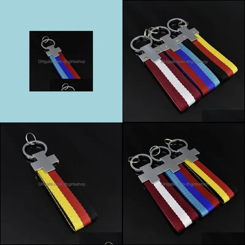 keychains m three-color sports standard german flag pull ring braided metal keychain car advertising key holder tjp-160