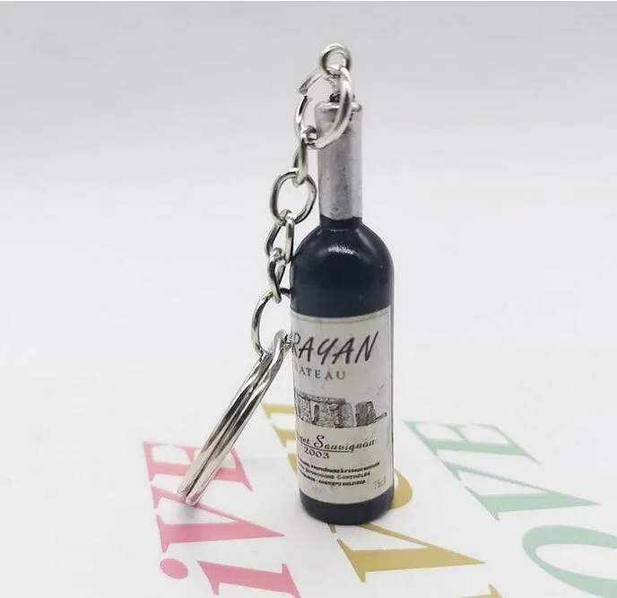 Creative wine bottle keychain pendant simulation bottles key chain bag ornament craft gift wholesale