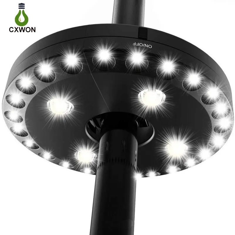 Umbrella Lights 3 Brightness Modes Cordless 28pcs LED Pole Light at 200 lumens 4 x AA Battery Operated Umbrella for Patio Umbrellas Camping Tents or Indoor Use