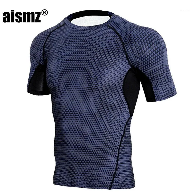 Aismz Snake Manica Corta Compression Shirt Uomo Quick Dry Rashgard Uomo Palestre Abbigliamento Fitness Canotta Uomo T-Shirt MMA Uomo