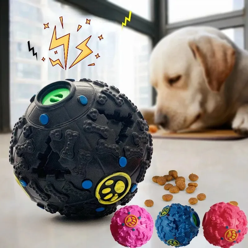 Squeaky Dog Toys: Interactive Treat Dispensing Ball, Durable