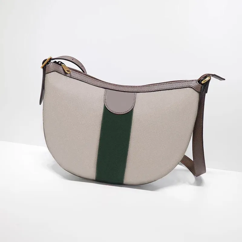 G küçük omuz çantası kadınlar için özel kanvas postacı çantası yarım ay tasarım çanta Yeşil ve kırmızı Web tasarımcısı çapraz vücut Elmas Kafes çanta 598125 dicky0750