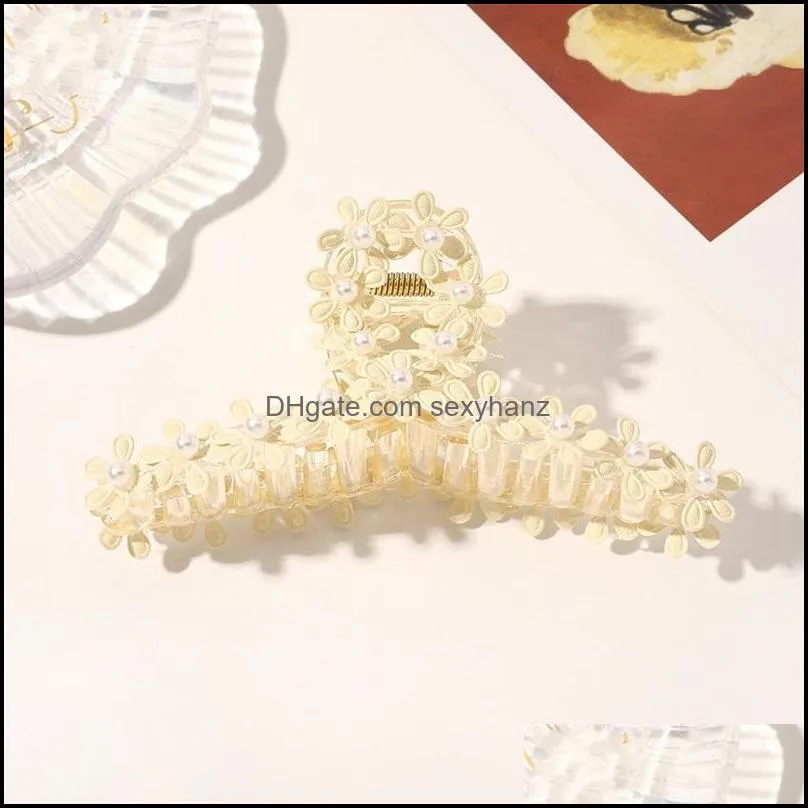 fashion accessories hairpin clips little daisy flower pearl hair claw jaw hairs clamps holder plastic headdress girl back of the head