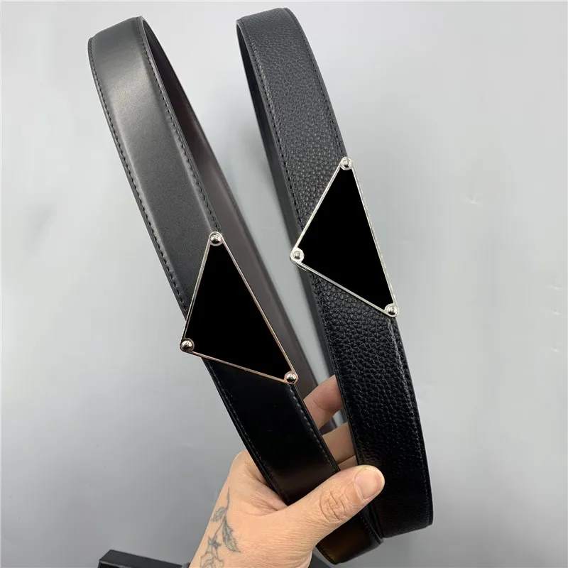 Ceinture Luxe 남성 디자이너 고급 벨트 여성용 패션 가죽 금속 삼각형 버클 여성용 망 허리띠 클래식 레트로 벨트 3.5cm 너비