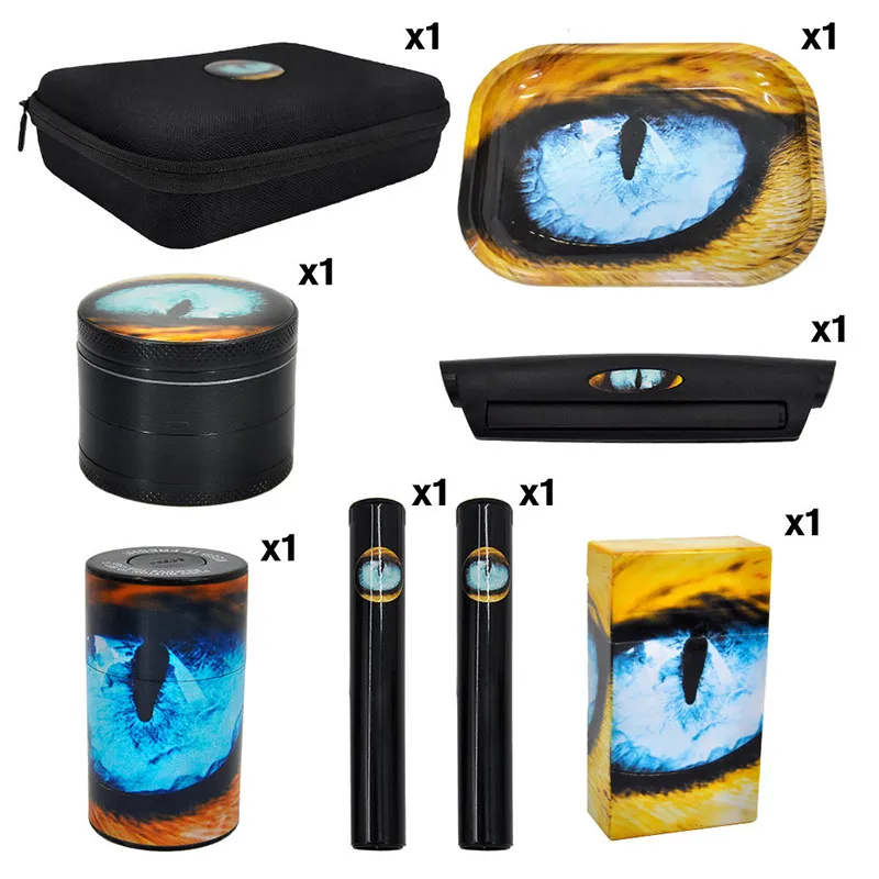 Rolling Tray Set Case 12-Piece Cigarette Grinder and Smoking Bag Dry Herb Tobacco Jar Pipes Accessories