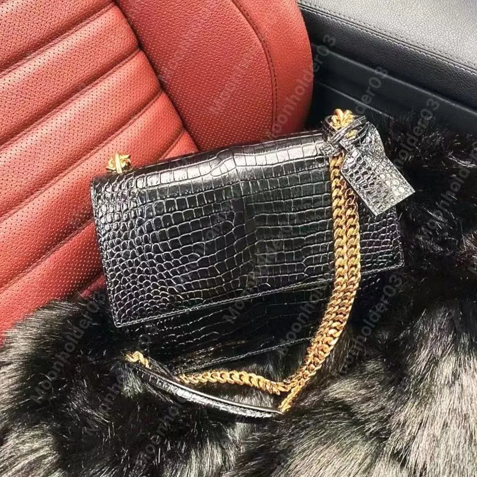 Designerväskor sacoche flap Alligator Handväskor sunset Weave Letters Crocodile Designers Väskor Lyxig handväska Handväska Crossbody Kvinnor Axelväska moonholder03