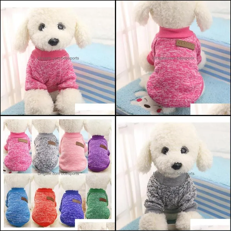 11 color Classic Warm Dog Clothes Puppy Pet Cat Jacket Coat Winter Soft Sweater Clothing For Dogs XS-2XL dog-winter-clothes