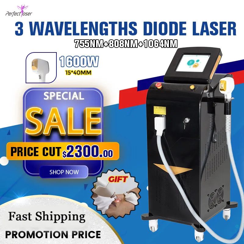 3 wavelength laser alexandrite hair removal machine 808nm 755nm 1064nm Trio Lazer hairs elimination hairy reducton machines on sale