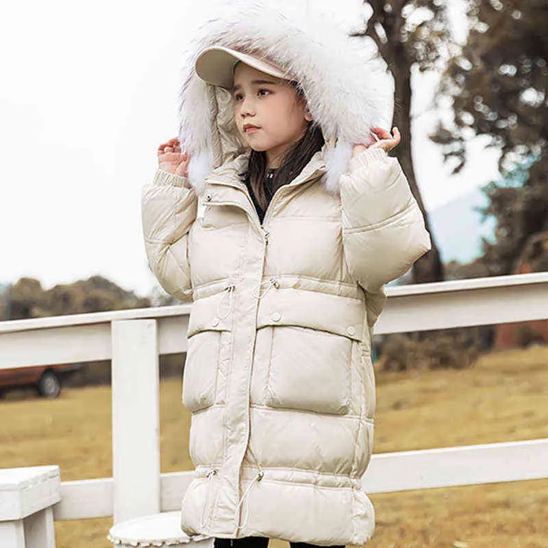 Parkas de plumón para hombres -Chaqueta de plumón para niños de 30 grados Parka de invierno para niñas Ropa Chaqueta larga Impermeable Ropa de abrigo para niños más gruesa 5-12 años J220718 Sji5