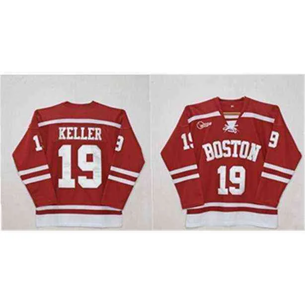 MThr 211Boston University 3 charlie coyle 7 Charlie McAvoy 9 Jack Eichel 19 Clayton Keller 20 Diffley Red Stitched patches Custom Hockey Jersey