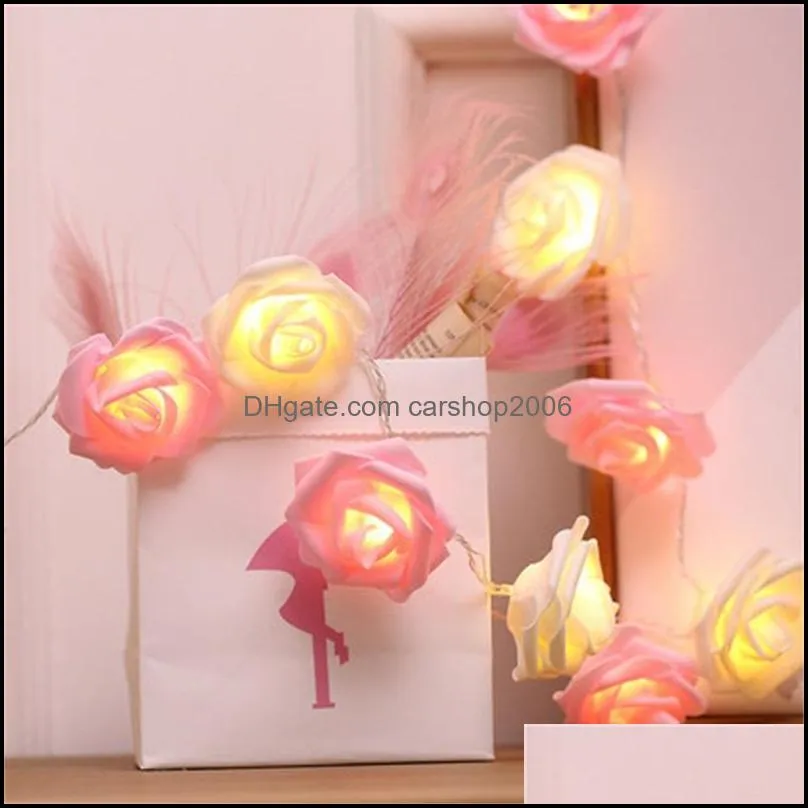 LED Party Decoration Coloured Lights Rose Flower Supplies Light Lighting Tools Strings Woman Man Hang Lamp Home Fashion Accesories Valentines Day 7 2ry2