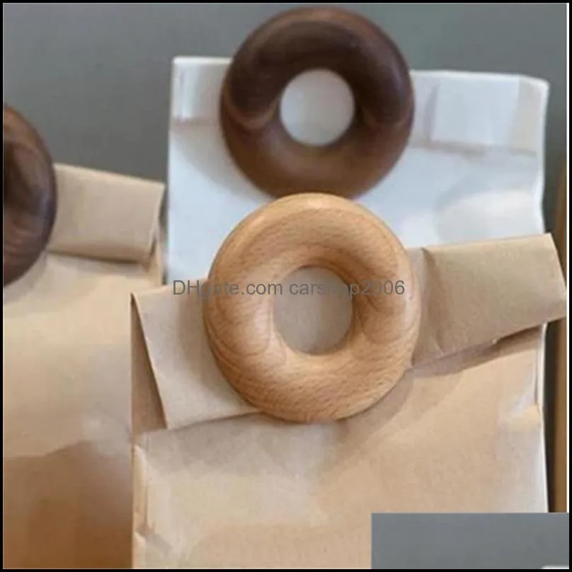 Beech Donuts Black Walnuts Wooden Sealing Bag Clips Creative Solid Wood Snack Tea Bags Clip Storage In The Kitchen   20220520 E3