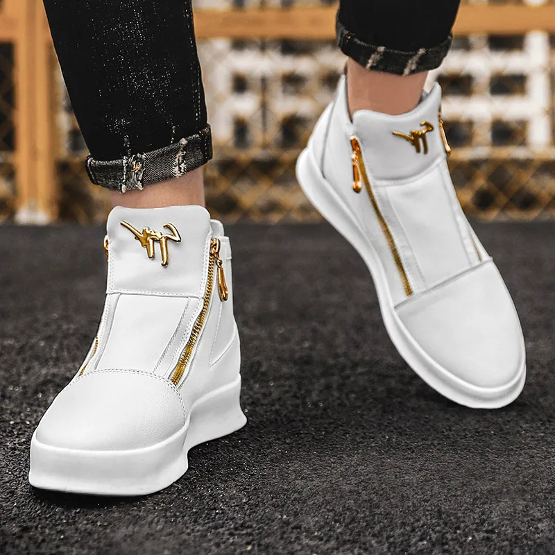 High Top -Knöchelstiefel Männer Sommer Herrenschuhe Sneaker Casual Kleid Stilvoller Hip Hop atmungsaktiver Sport Mode