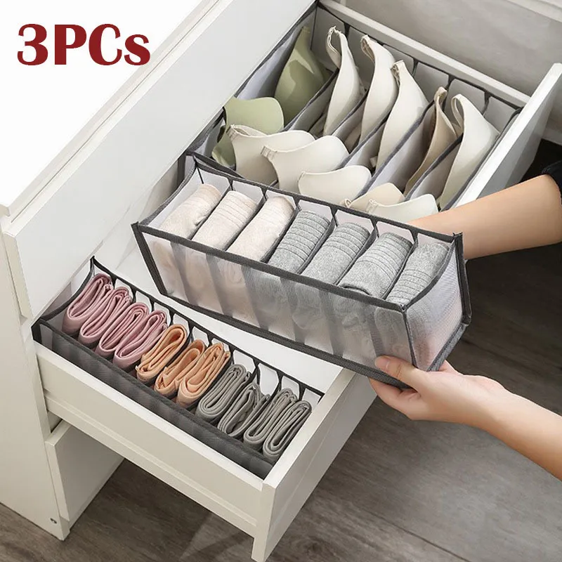 3PCs/set Underwear Drawer Organizer Storage Box Foldable Closet Organizers Drawer Divider Storage Boxes for Underpants Socks Bra CX220413