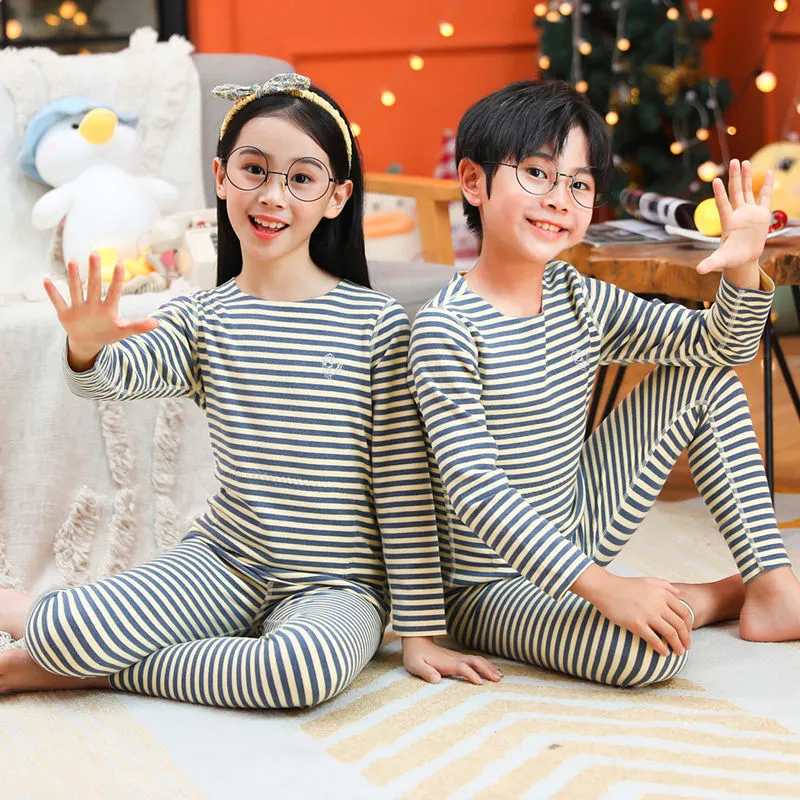 Ensemble de pyjama d'hiver pour enfants, sous-vêtement thermique, chaud,  épais, glouton, sourire, garçons, filles
