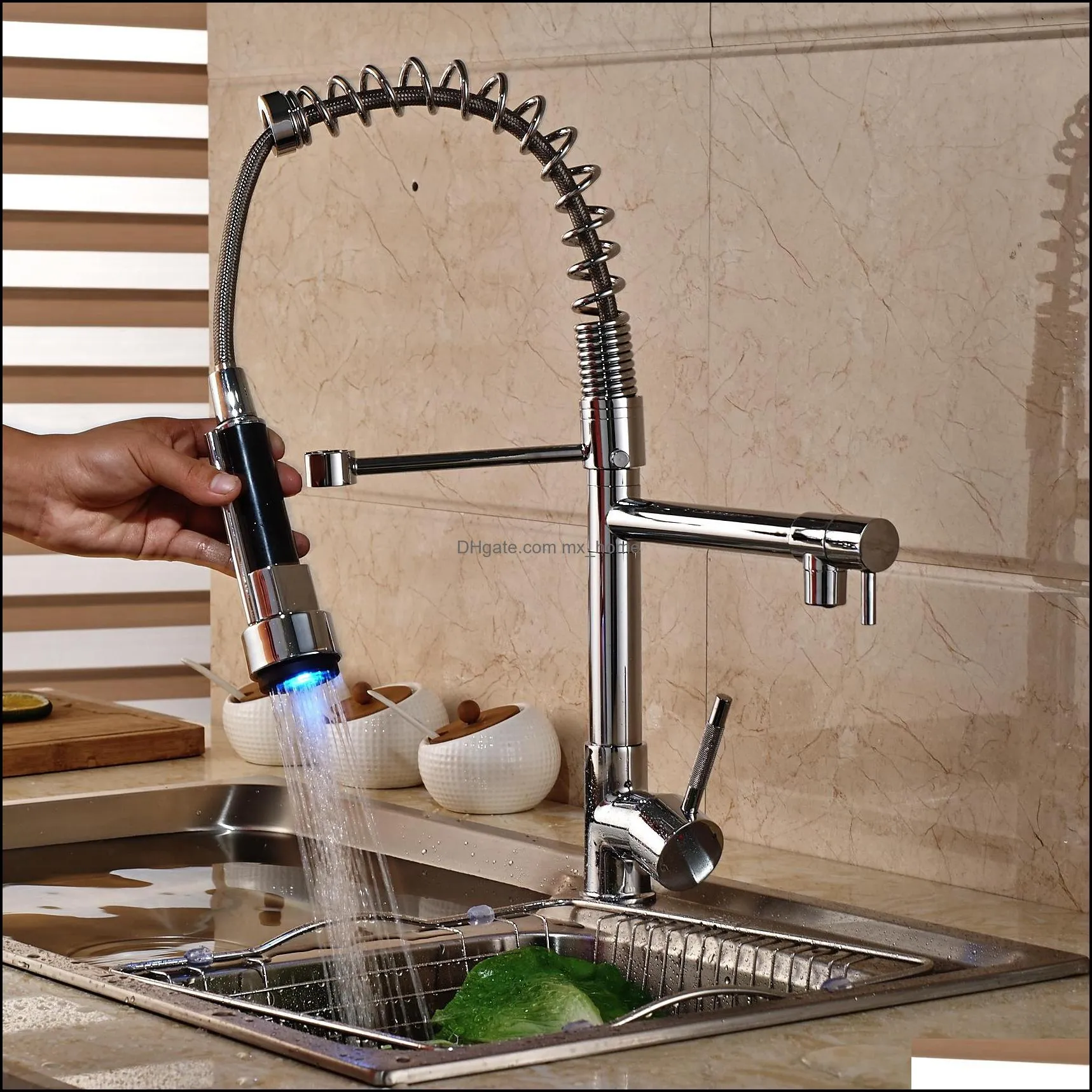 Hot Sale Luxury Chrome Brass Bathroom Basin Faucet Vanity Sink Mixer Tap Dual Sprayer Single Handle
