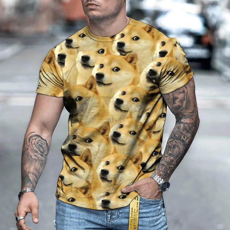 メンズTシャツカワイイ動物3DプリントトレンディTシャツメンズファッションヒップホップTシャツ半袖夏のティーズマレスシャツ