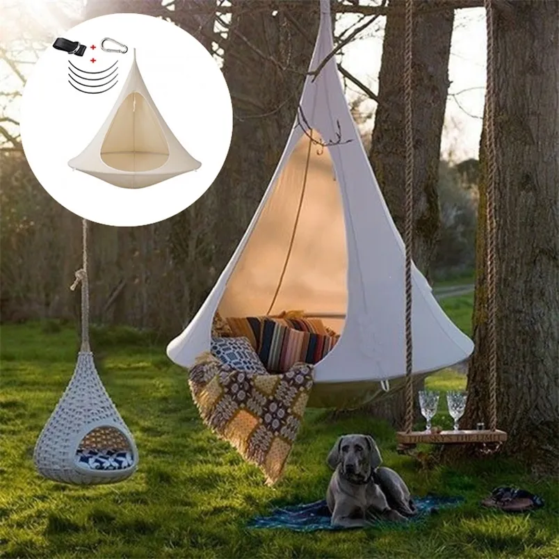 Imperméable à l'eau en plein air jardin Camping hamac balançoire pliable enfants chambre tipi arbre tente plafond suspendu canapé-lit 220606