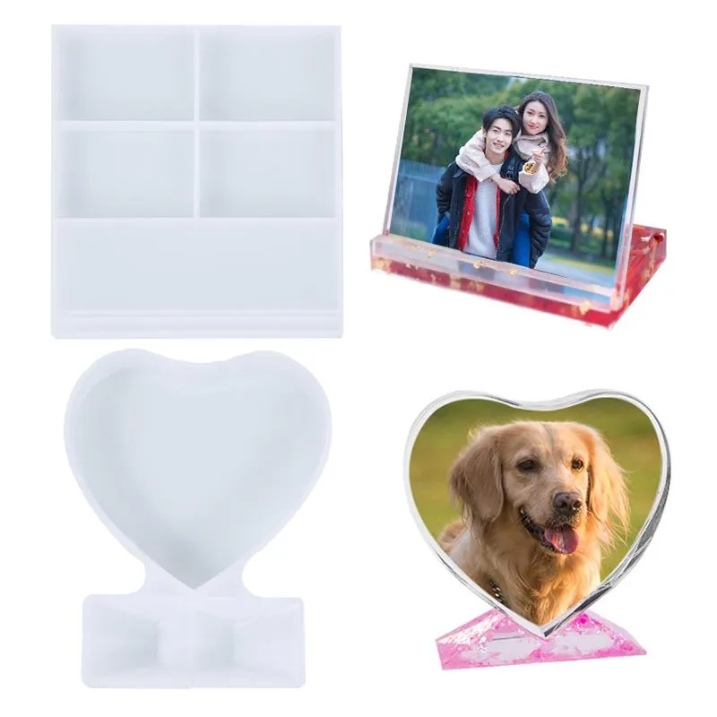 Decorazione per feste Cuore d'amore Goccia Colla Cornice Po Stampo in silicone epossidico quadrato Artigianato fai-da-te Artigianato per la casa Ornamento da tavolo