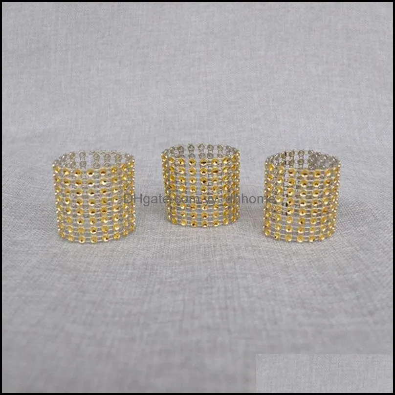 Wholesale- Wholesale 100Pcs/Set Plastic Rhinestone Wrap Golden Color Napkin Ring Napkin Chair Buckle Hotel Wedding Supplies Home