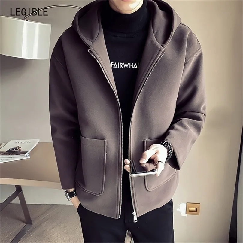 Lesbare Winter Wolljacke Männer Hochwertige Wollmantel Männer Casual Lose Kragen Wollmantel für Männer Trenchcoat 201127