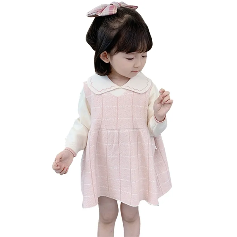 Bebek Kız Giysileri Sweatshirt Ekose Elbise Kıyafetler Bahar Sonbahar Kız Giyim Setleri Sıradan Stil Çocuk Takımları 210412