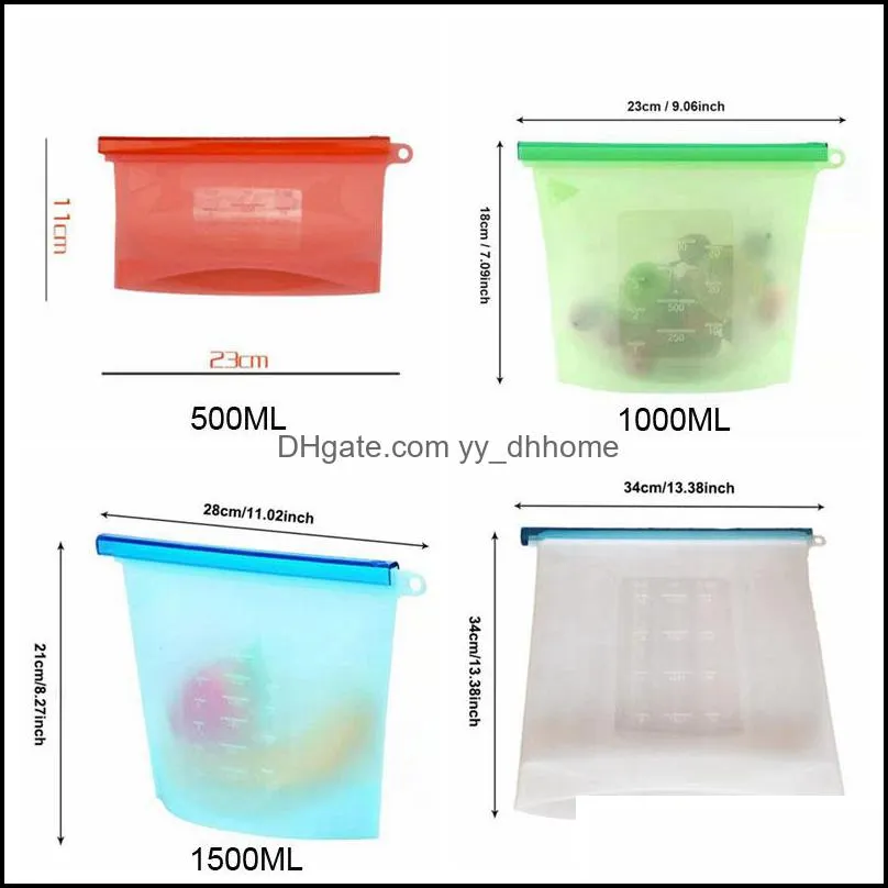 500/1000/1500/4000ml silicone -keeping bag vacuum sealed food storage bags freshness protection package food grade packet bag