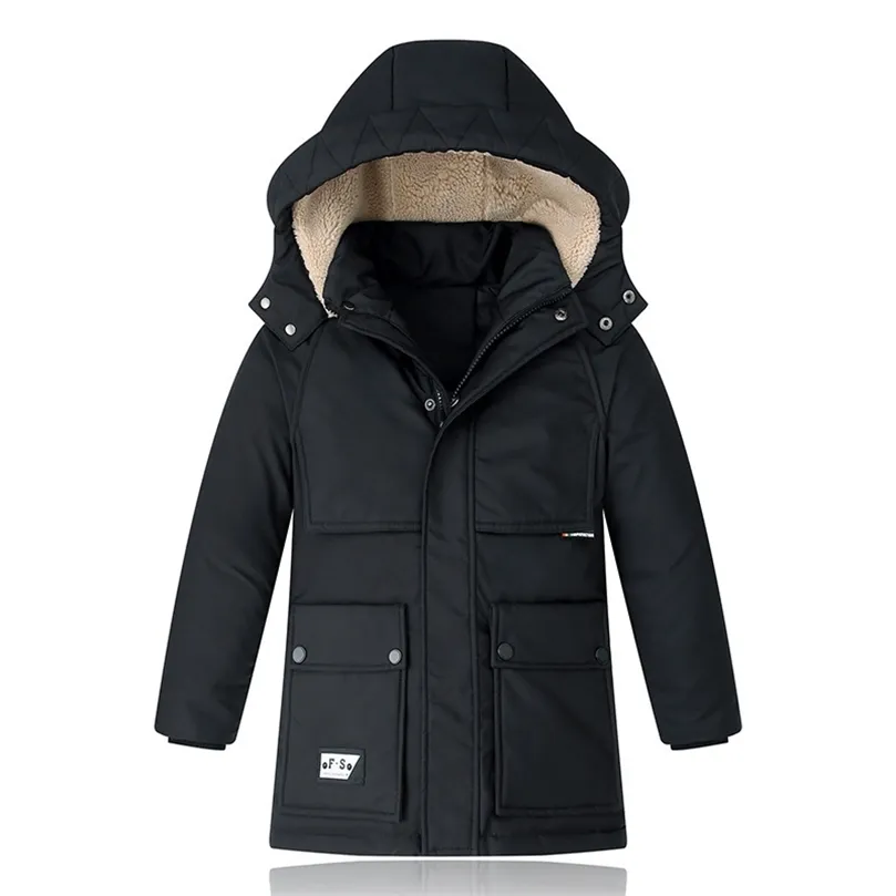 Top Kwaliteit Kinderkleding Jongen Kleding Winter Warm Lange Donsjack Kapmantel Waterdicht Dikker Bovenkleding Kids Parka LJ201125