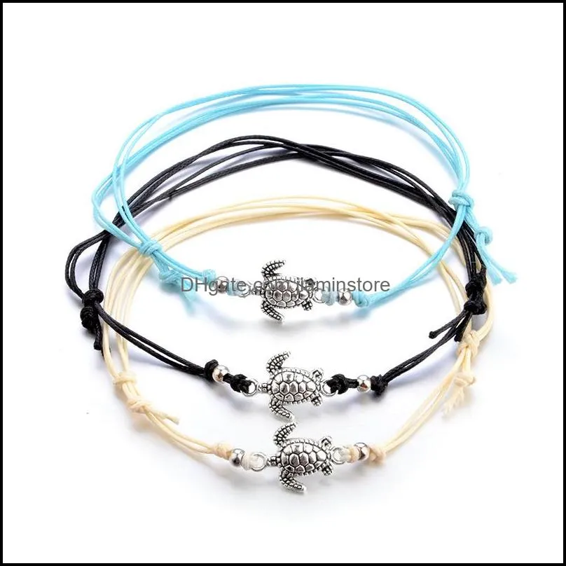 Fußkettchen Schmuck Sommer Strand Schildkröte geformt Charme Seil Schnur für Frauen Knöchel Armband Frau Sandalen auf dem Bein Kette Fuß Schmuck525 T2 Drop