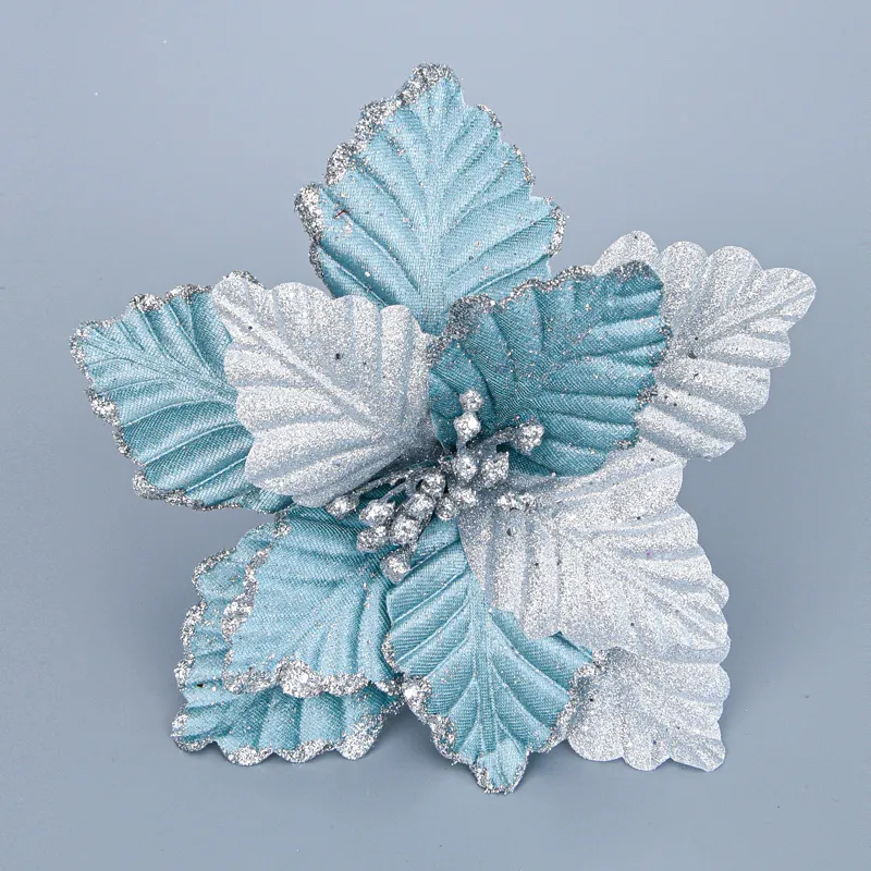 Blue White Flower Tree Pendant Wreath Rattan Christmas Scene Decoration Y201020