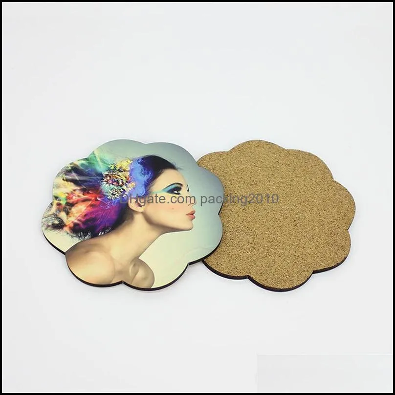 sublimation coaster for customized gift mdf wood coasters for dye sublimation flower shape heart transfer printing blank consumables