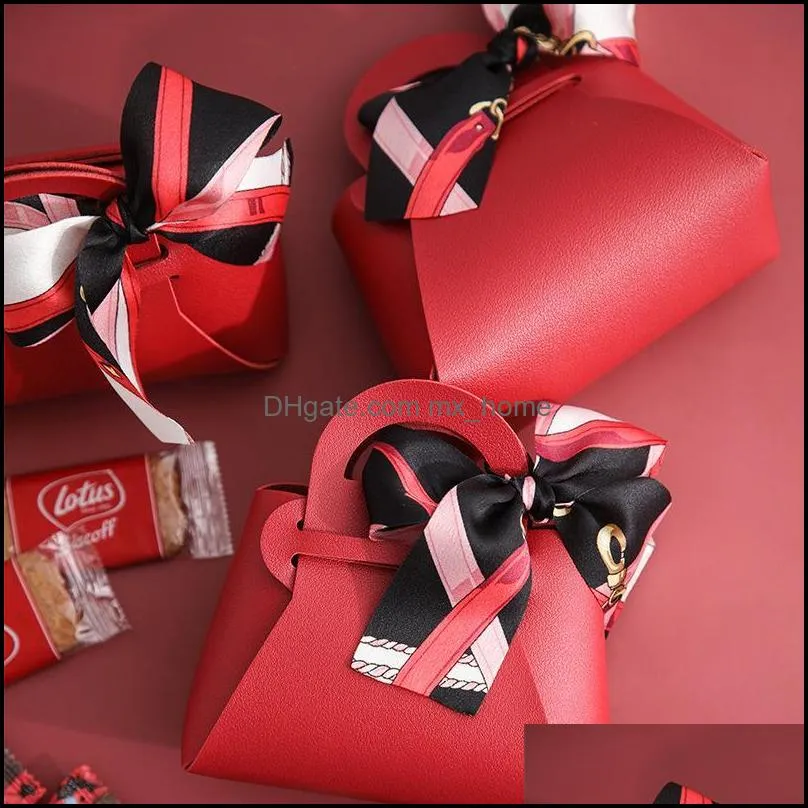 Gift Wrap 5/10PCS Creative Leather Gifts Box With Ribbon Wedding Favors And Candy Boxes For Birthday Party Supplies Chocolate Package
