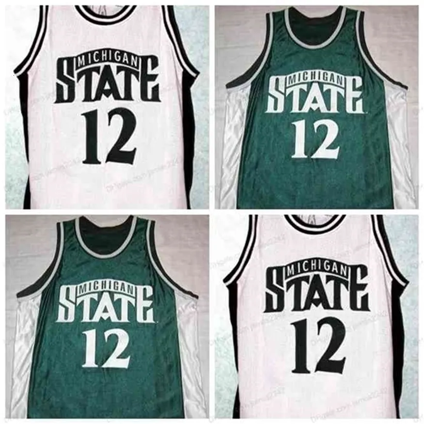 Nikivip Custom Retro Mateen Cleaves #12 Basketball Jersey Men Stitched White Green Any storlek 2XS-5XL Namn och nummer