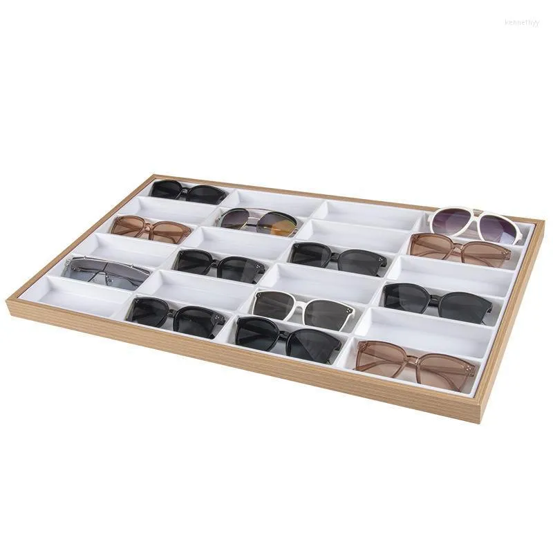 Jewelry Pouches Bags Glasses Storage Rack Sunglasses Dispaly Tray 24 Grid Velvet Display Case Eyeglasses Organizer Box Shop Window Kenn22