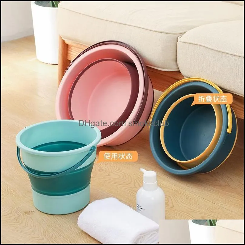 Buckets 10L Folding Collapsible Bucket Camping Wash Up Outdoor Office Fishing Barrels With Lid Portable Storage Household Items