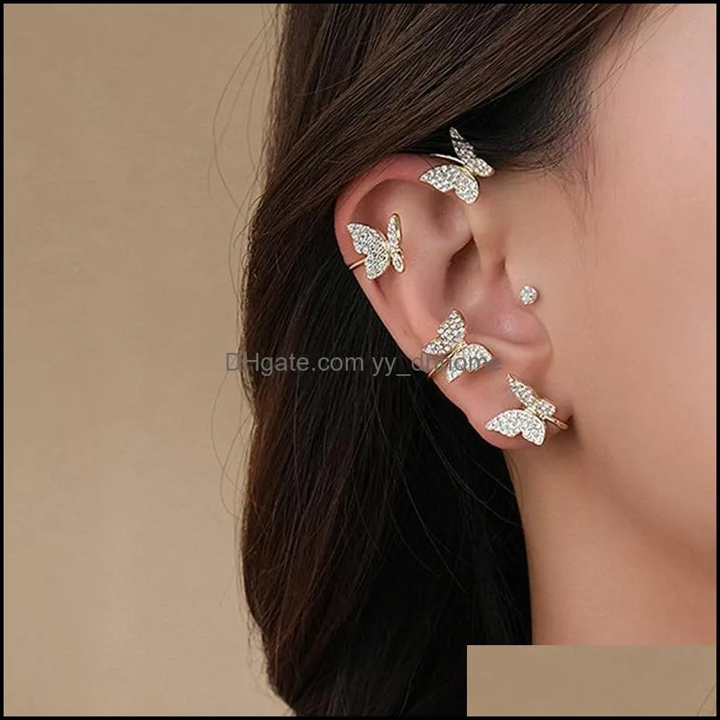 clip-on & screw back elegant advanced butterfly earbone clip korean sweet accessories fashion ear hook luxury earring for womans