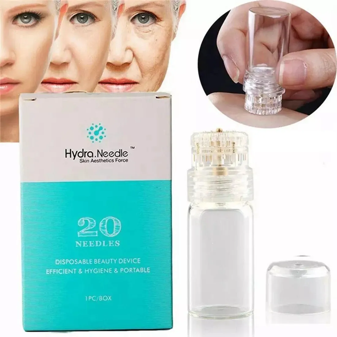 Hydra 20 pins Gold Painless Micro Needle Derma Stamp 0.25mm Plated Titanium Microneedle Derma Roller Microneedling Tool