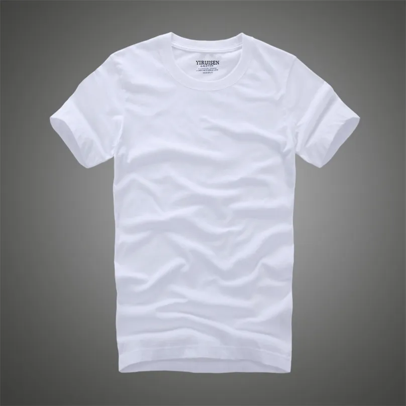 T-shirt à manches courtes et col rond pour homme, 100% coton, couleur unie, haute qualité, 220325