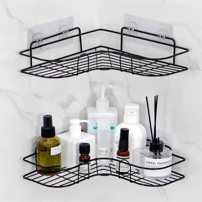 Shelf Shower Wall Mount Shampoo Holder With Suction Cup No Drilling Kitchen Storage Bathroom Accessories 220812