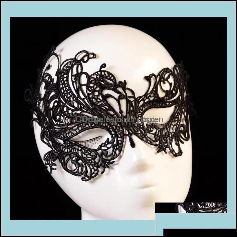 Masks Festive Supplies Home Garden Women Sexy Lady Lace Eye Mask For Party Halloween Venetian Masquerade Event Mardi Gras Dress Costum